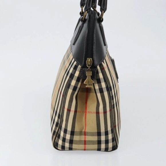 Burberrys Nova Check Hand Bag Canvas Beige Auth bs29129 - Picture 3 of 15